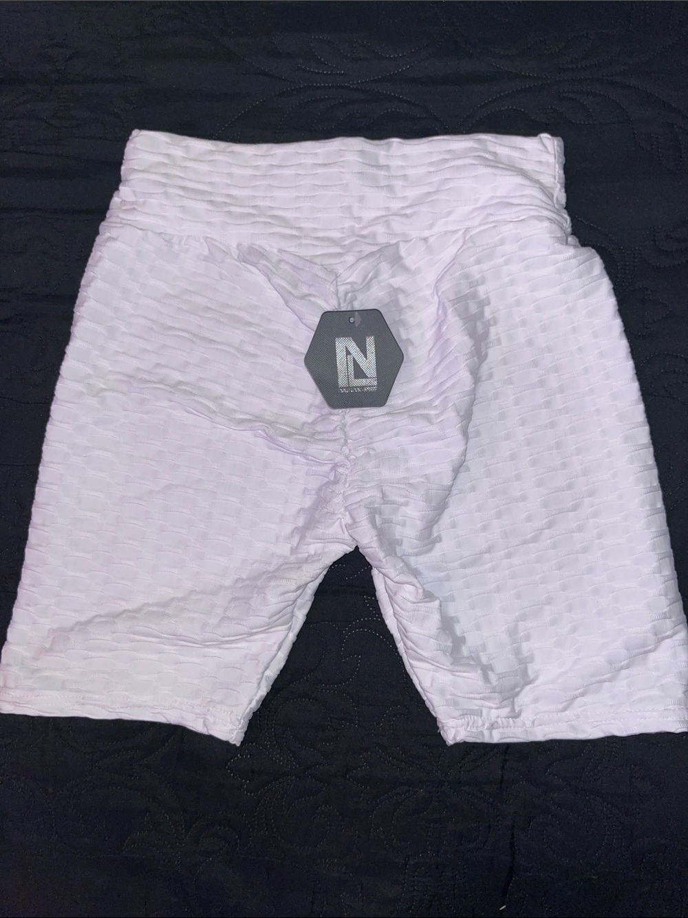 New Look White Textured High-Waist Bike Shorts